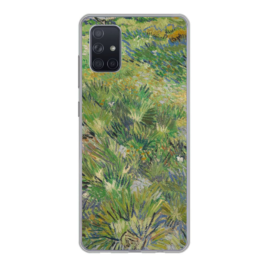 MuchoWow Handyhülle Schutzhülle Hülle für Samsung Galaxy A71 Grasige Wiese mit Blumen und Schmetterlingen - Vincent van Gogh Silikon Softcase...