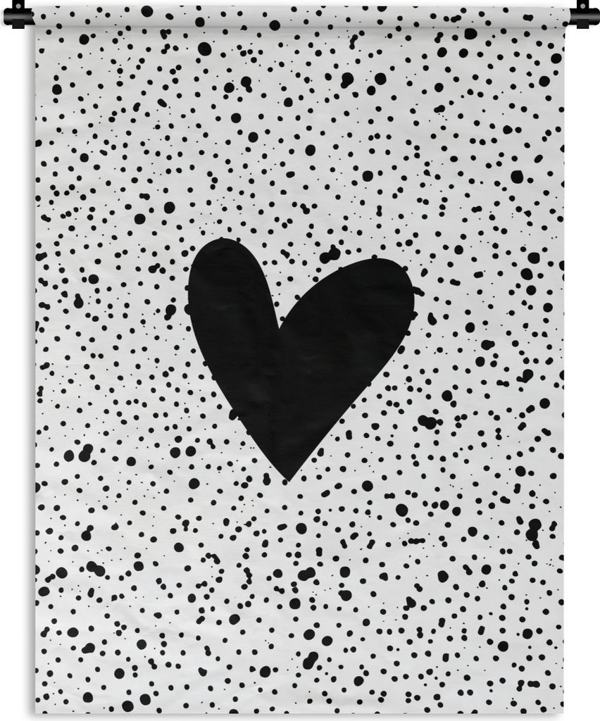 MuchoWow Wandteppich Wandbehang Herz - Design - Weiß 150x200 cm Tapisserie Dekoration Wandtuch - Wandaufhängung - Moderner