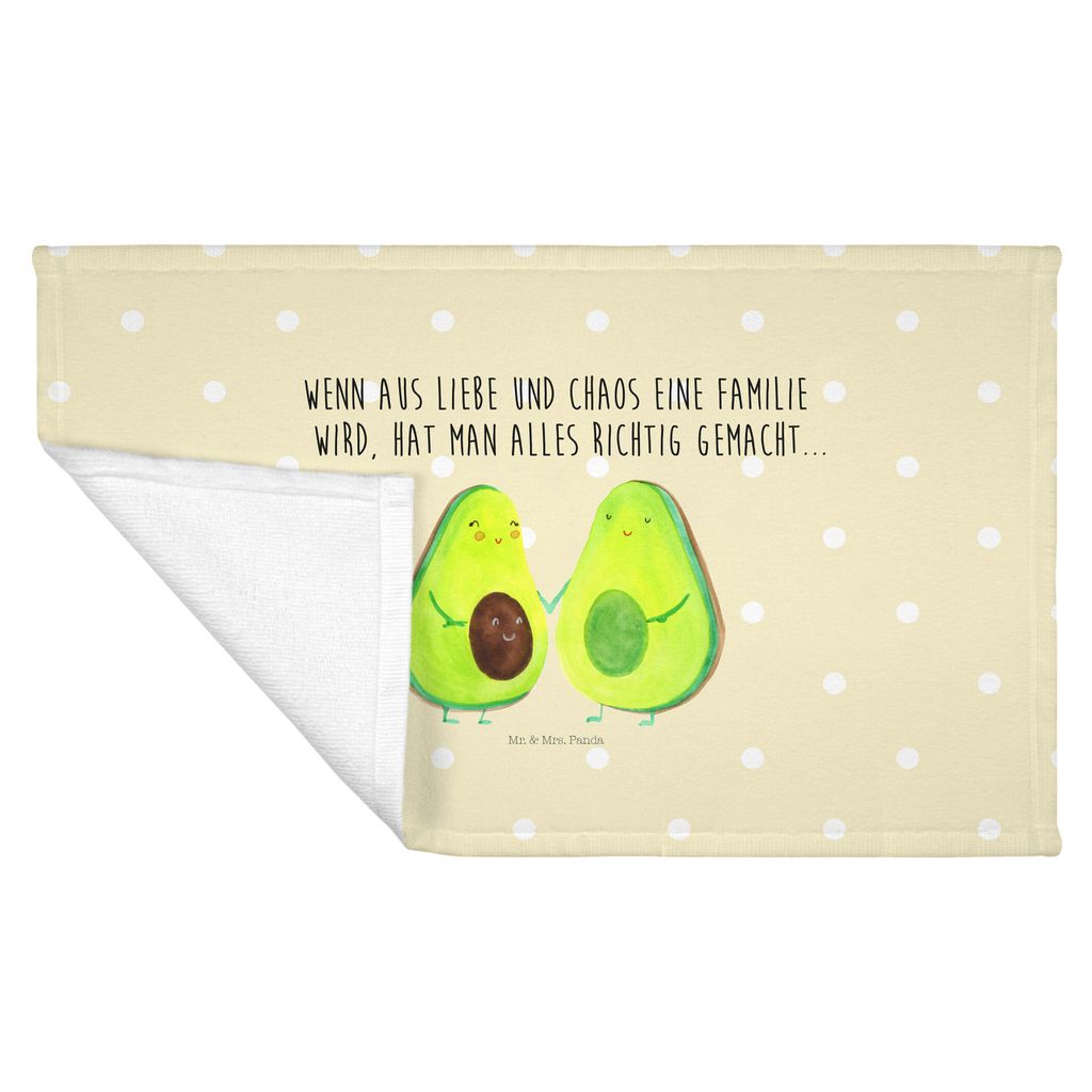 Mr. & Mrs. Panda Handtuch Avocado Pärchen - Gelb Pastell - Geschenk, Familie, Avocados, gesichtshandtuch, Flauschtuch, frottierhandtuch, Kinder, H...