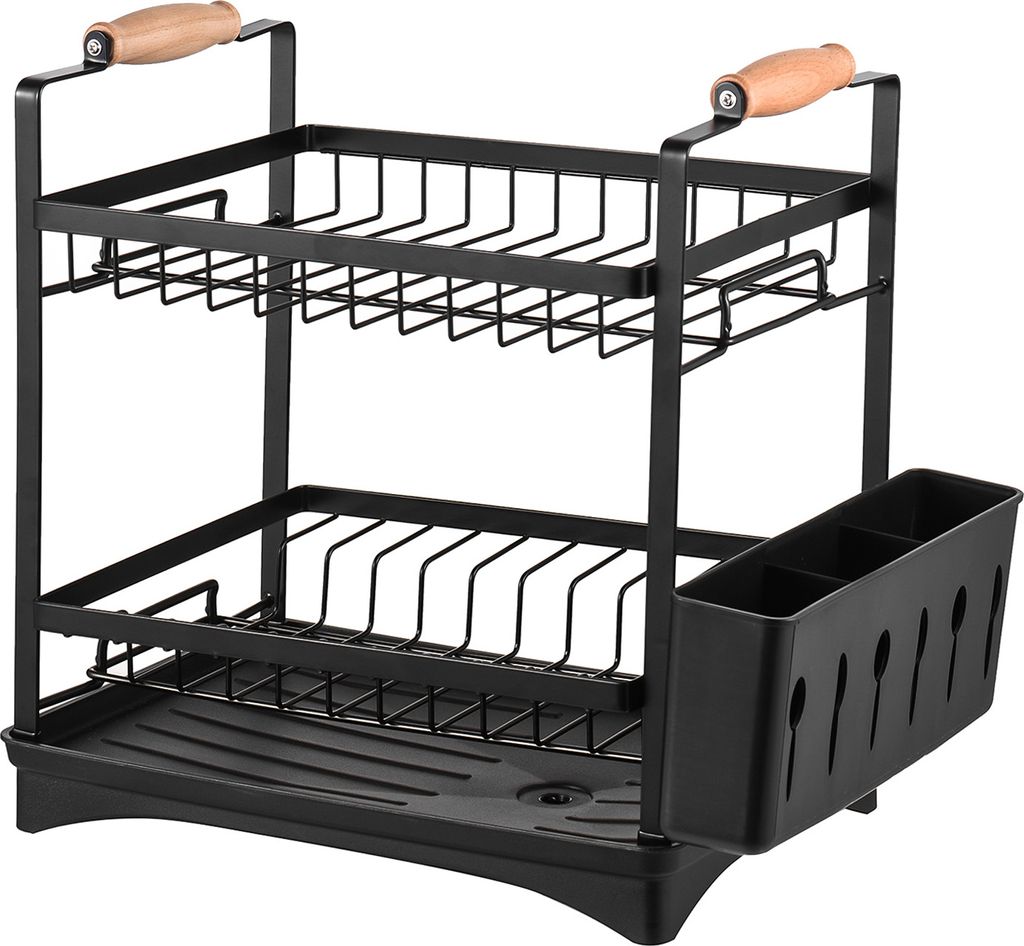 Abtropfgestell Abtropfgestell Set 3-stoeckige Abtropfgestelle mit abnehmbarem Abtropfbrett Essstaebchenhalter Schuesselhalter Lagerregal fuer Kuech...