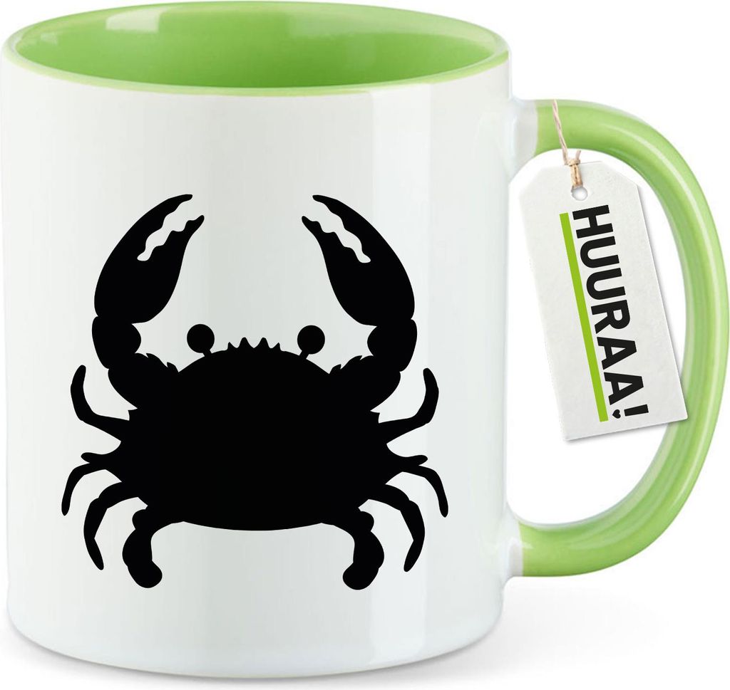 Huuraa Kaffeetasse Krabbe Silhouette 330ml Grün Keramik Kaffeebecher Geschenkidee
