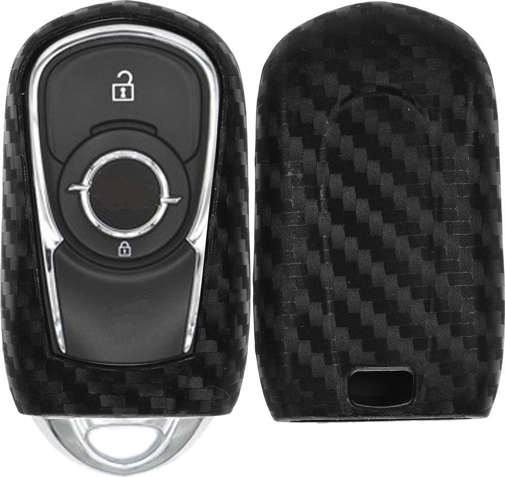 Auto Schlüssel Silikon Schutz Hülle im Carbon Look Kompatibel mit OPEL Astra K Insignia B Zafira C Mokka KEYLESS SMARTKEY