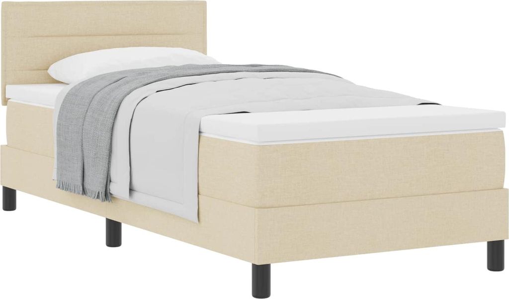 Boxspringbett mit Kopfteil Creme 90 x 200 cm Stoff