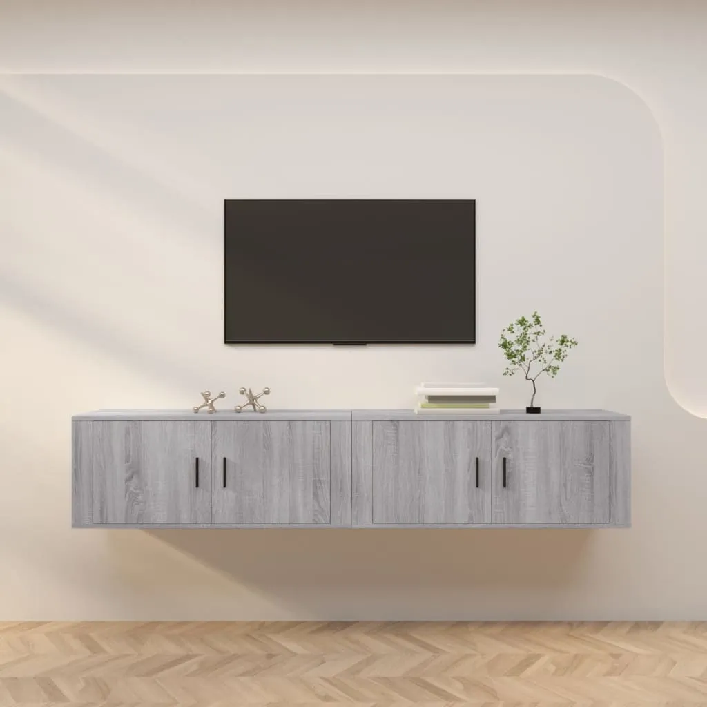 Parete Attrezzata TV Grigio Sonoma - 2 Pensili 100x34,5x40 cm