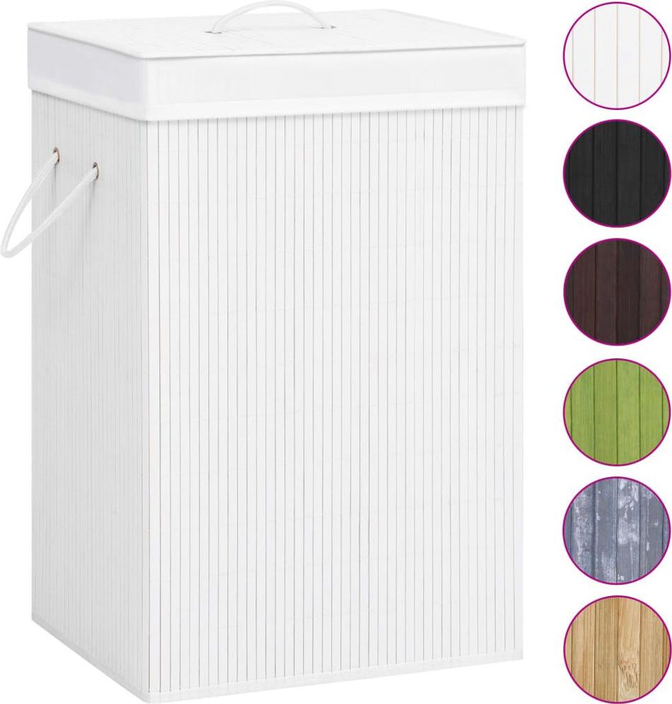 vidaXL Bambus-Wäschekorb mit 2 Fächern Weiß 72 L