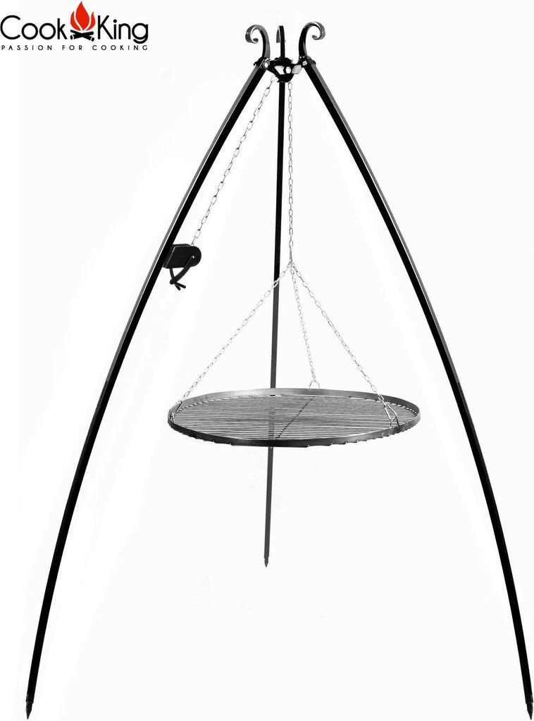 CookKing 22370 Schwenkgrill 200cm - Grillrost aus Rohstahl 50cm + Kurbel