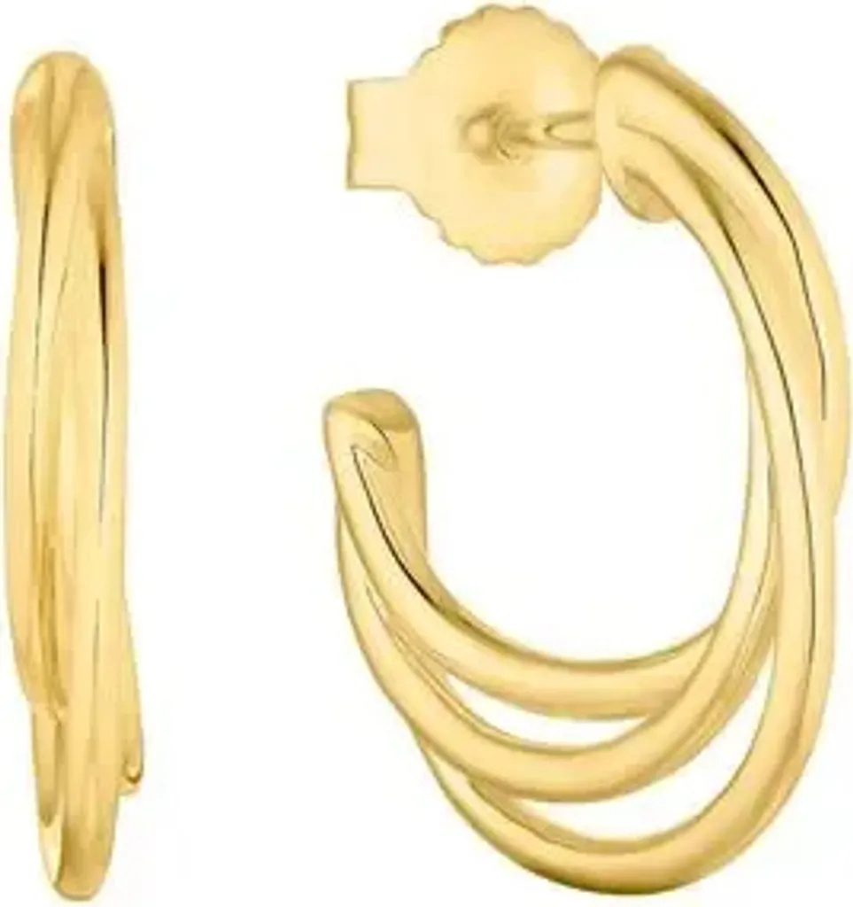 Paire de Créoles Dorées pour Femme, Bijou en Argent 925 Véritable