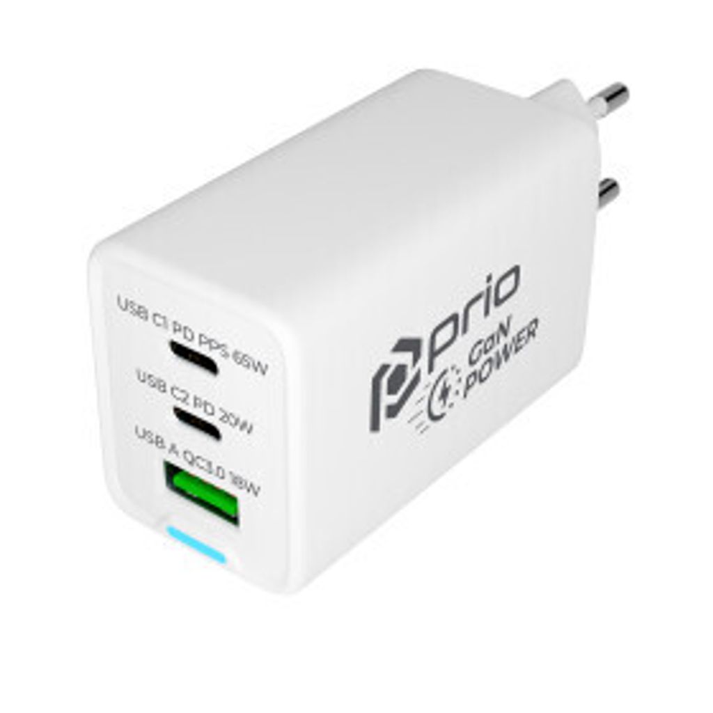 prio Wandladegerät GaN Power 65W PD PPS (USB C) + QC 3.0 Produktbild 