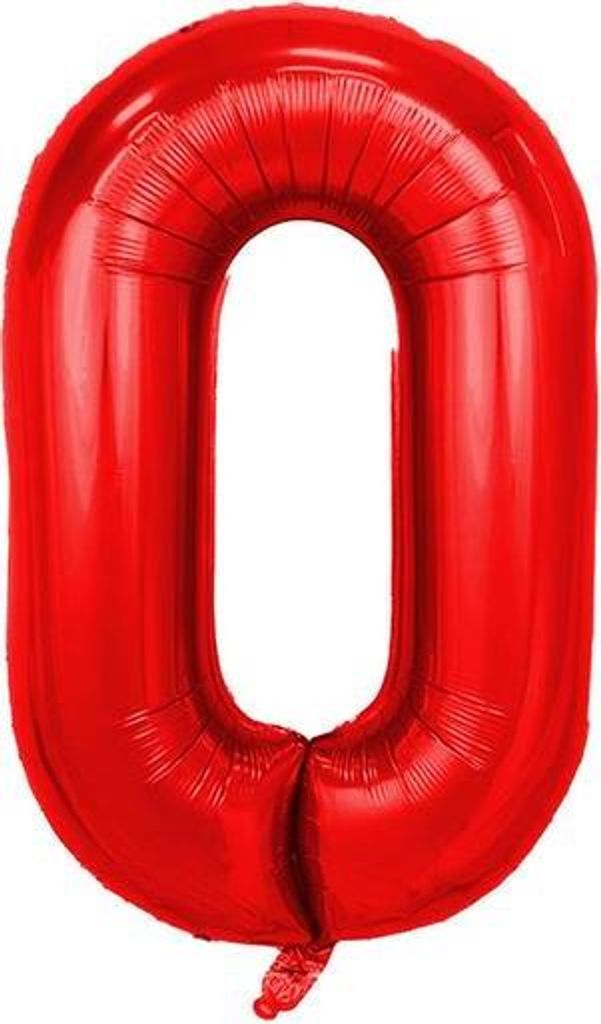 Folienballon Zahl 0, ca. 100 cm, rot Produktbild 