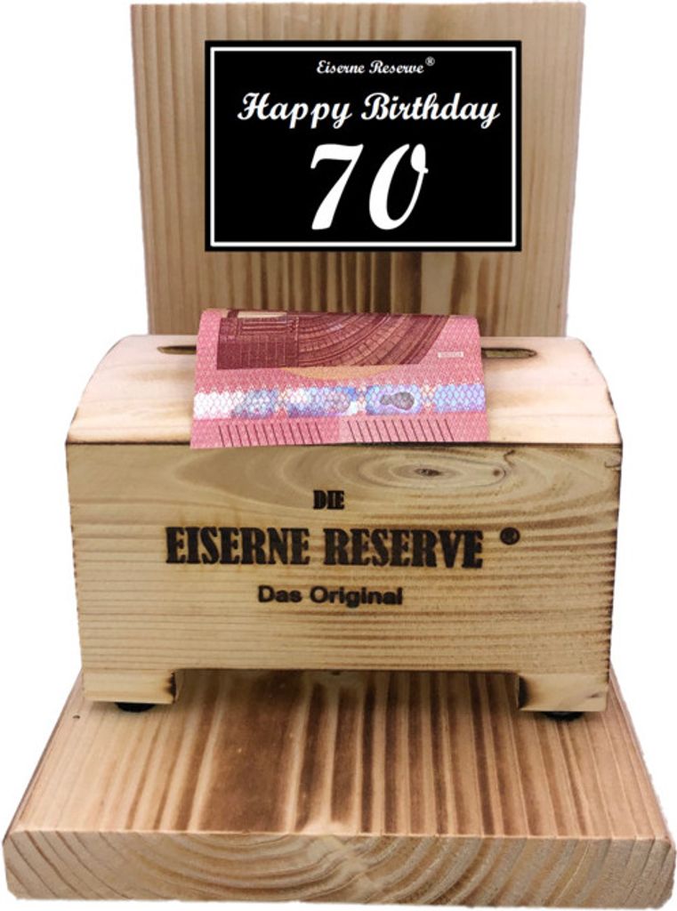 Happy Birthday 70 - Eiserne Reserve Geldbox - Geburtstag Geldgeschenk - Geld verschenken