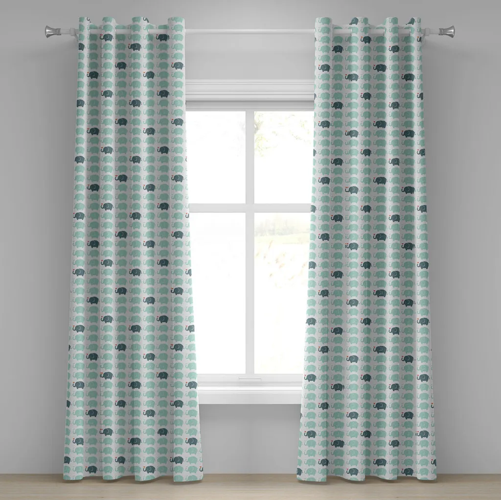 Rideau à œillets éléphant ABAKUHAUS 280x175 cm bleu sarcelle enfant