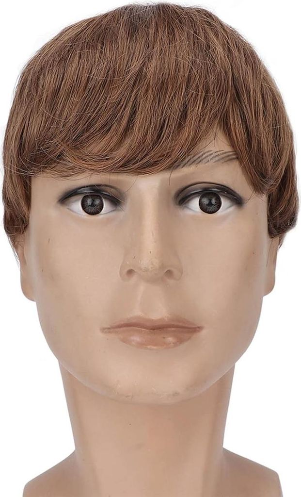 Kurze Braune Männliche Perücke - Natürliche Synthetische Volle Perücke für Halloween Party - Kurze Gerade Falsche Haare