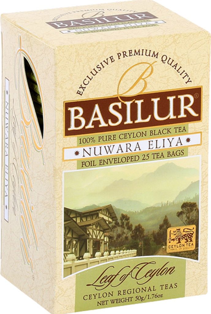 BASILUR Ceylon Schwarzer Blatttee ohne Zusätze aus dem Distrikt Nuwara Eliya in Sri Lanka 50 g