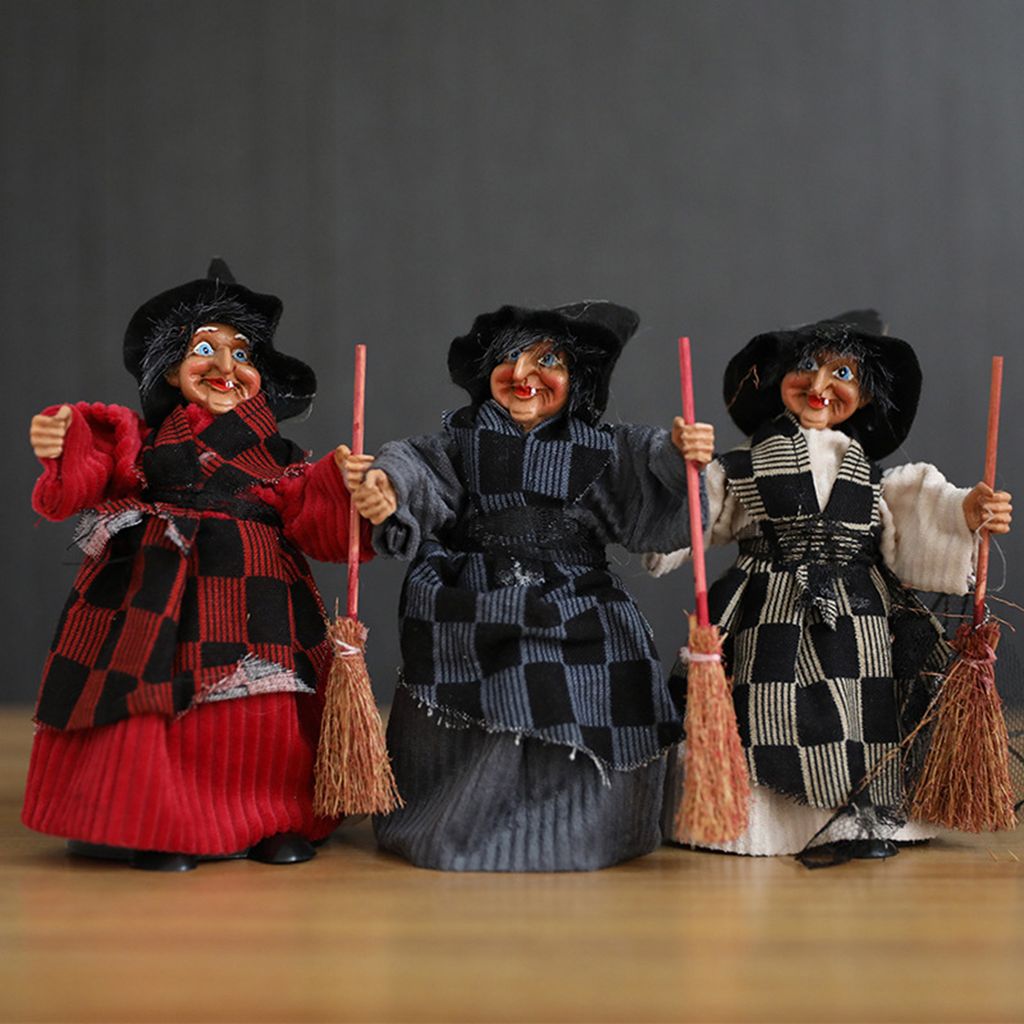 3pcs/Set Halloween Besen Hexendekoration gruselige Ghost Day Szene Layout Bar Haunted House Party Desktop Witch Ornament Home Supplies