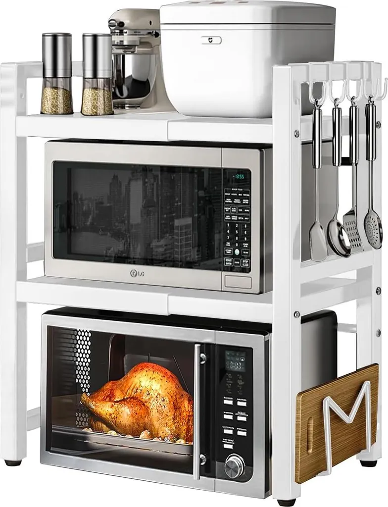 Meuble de Rangement Cuisine et Étagère Boulangère pour Micro-ondes Inox