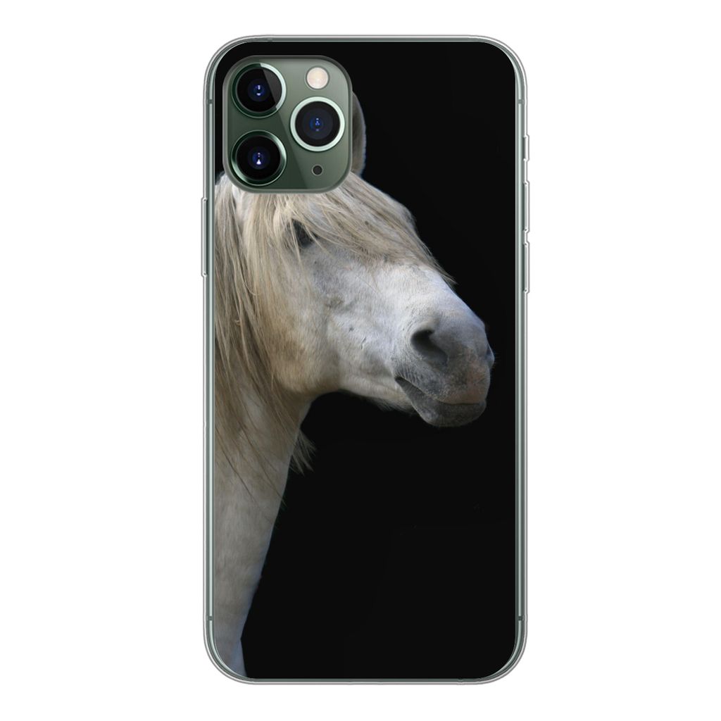 MuchoWow Handyhülle Schutzhülle Hülle für iPhone 11 Pro Pferde - Pilz - Schwarz Silikon Softcase Handy Hülle - Handy