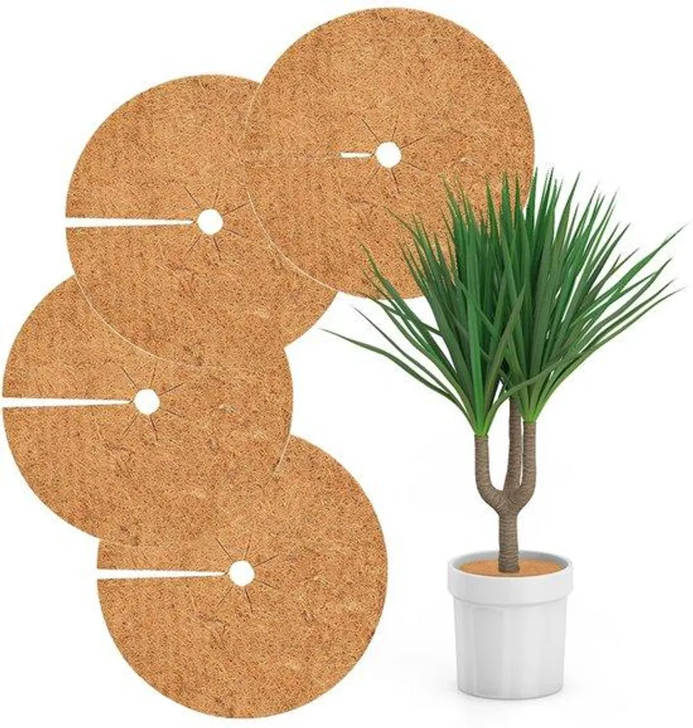 4 Disques de Paillis de Coco Ø 37 cm - Protection Hivernale des Plantes