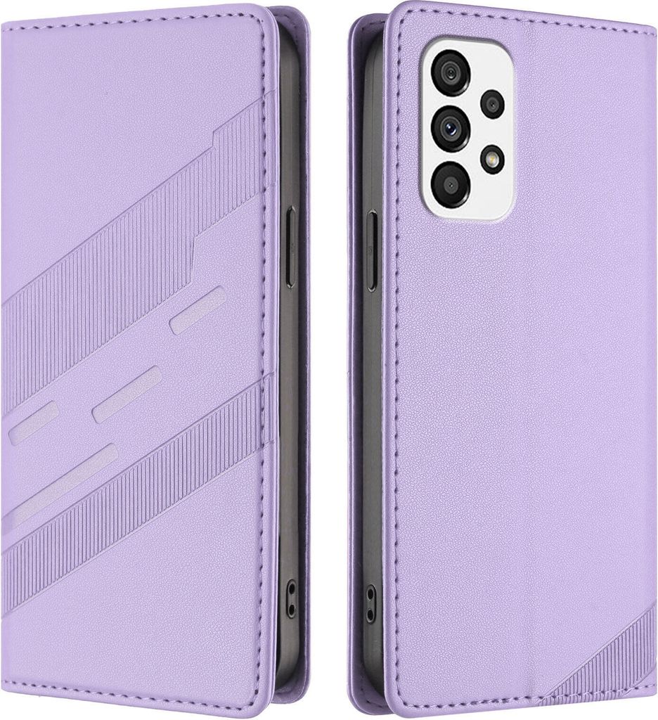 Hülle für Samsung Galaxy A73 5G, Kunstleder Brieftaschen Handyhülle mit Kartenfach und Standfunktion Violett