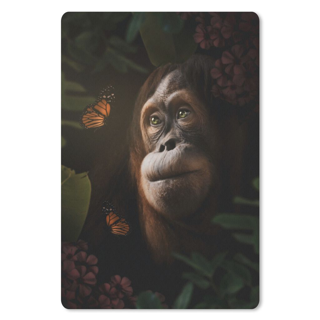 MuchoWow Mauspad Mousepad Schmetterling - Dschungel - Affe 18x27 cm - Mousepads - Maus Mat - Pad - Mausunterlage