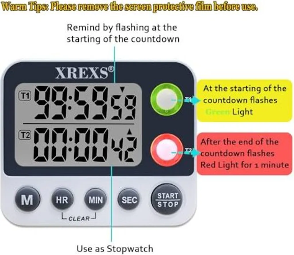 Timer Digitale XREXS Beige - Allarme Potente e Magnete Forte - 2