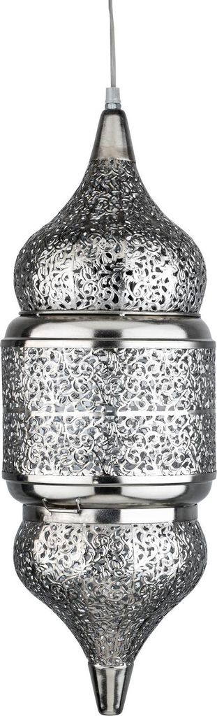 Marrakesch Pendelleuchte Hängelampe 56cm groß Lampenschirm aus Metall | Lampe Leuchte Wohnzimmerlampe Imano Silber als aesthetic Deko im Wohnzimm...