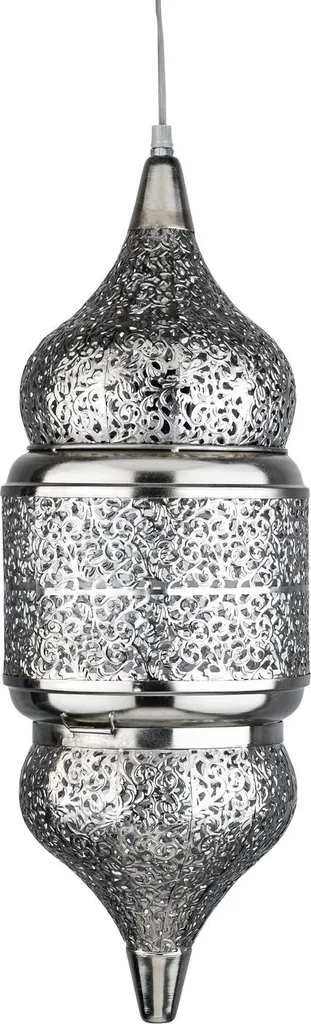 Suspension Imano Argent 56cm en Métal Perforé | Déco Bohème Artisanale