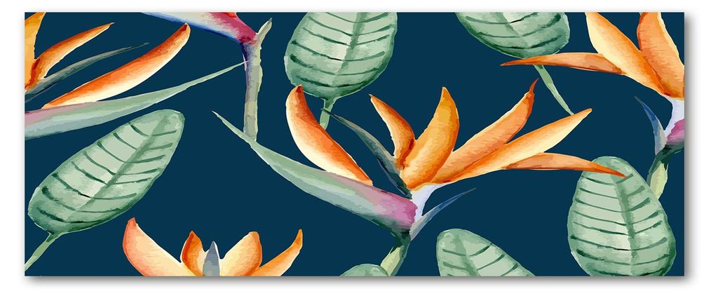 Tulup Küchenrückwand Spritzschutz aus Glas -125x50 -Spritzschutz auf gehärtetes Glas Blumen & Pflanzen Paradiesvogelblume