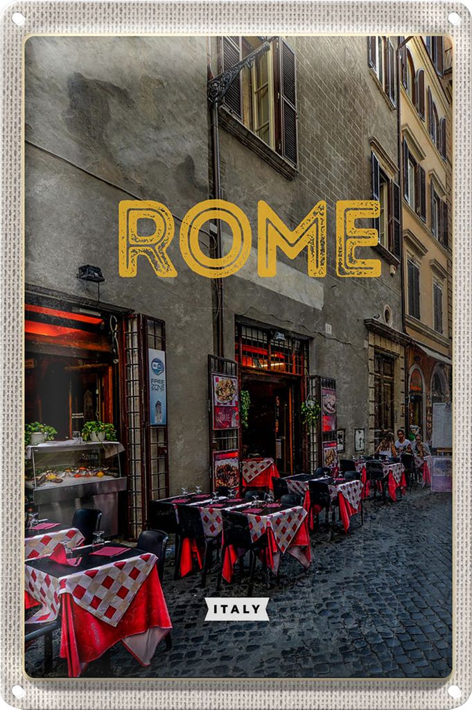 Blechschild Reise 40x30cm Rom Italien Restaurante Gebäude