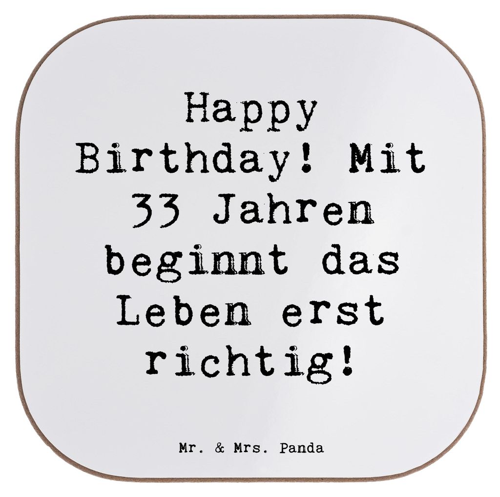 Mr. & Mrs. Panda Tischuntersetzer Spruch 33. Geburtstag - Weiß - Geschenk, Untersetzer Tasse, Coaster, Getränkeuntersetzer, gläseruntersetzer, b...