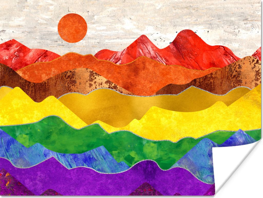 MuchoWow Poster Stolz - Regenbogen - Marmor 120x90 cm - Wandbild