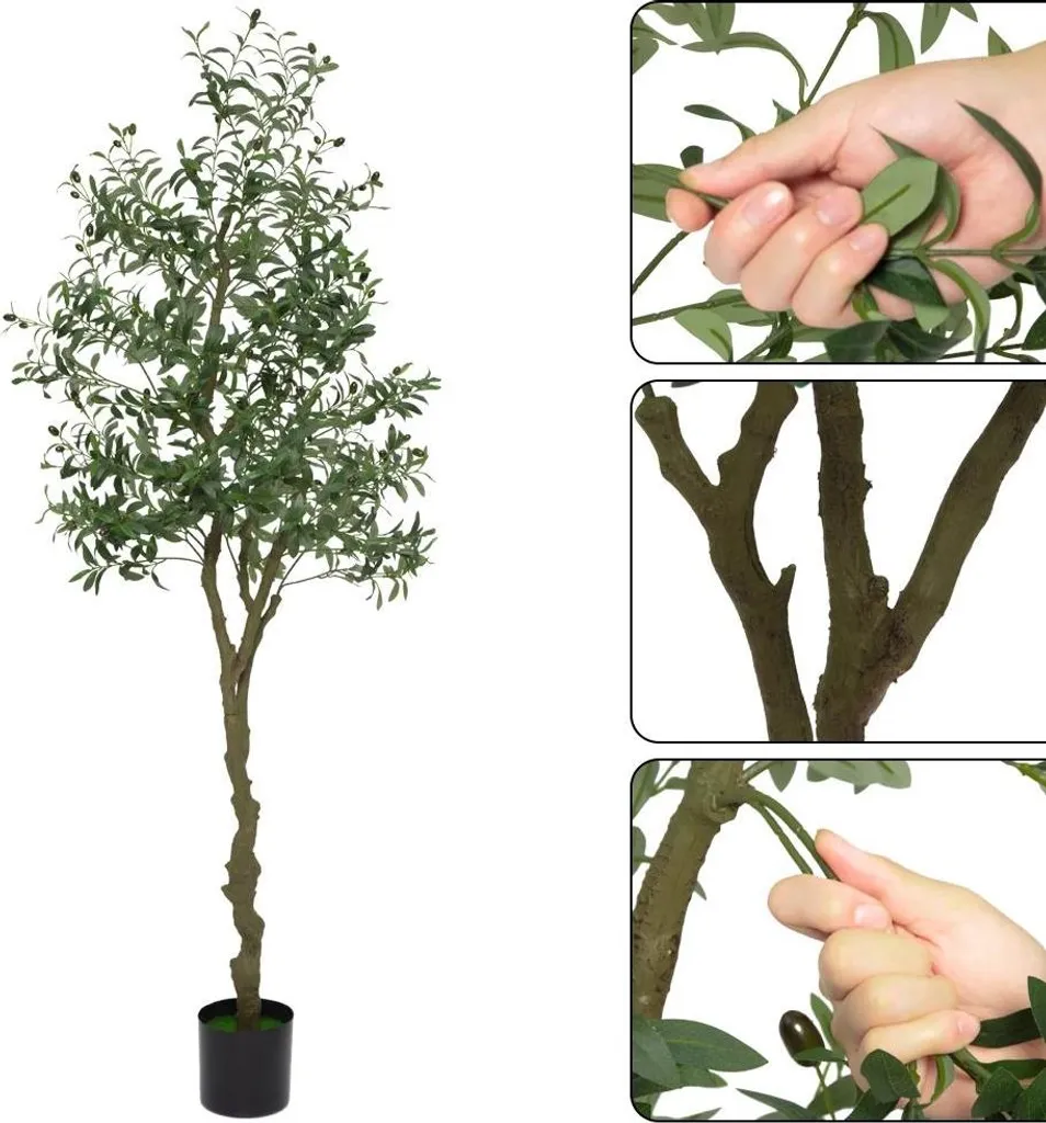 Décoration Jardin Olivier Artificiel avec Pot Blanc Résistant UV - 8