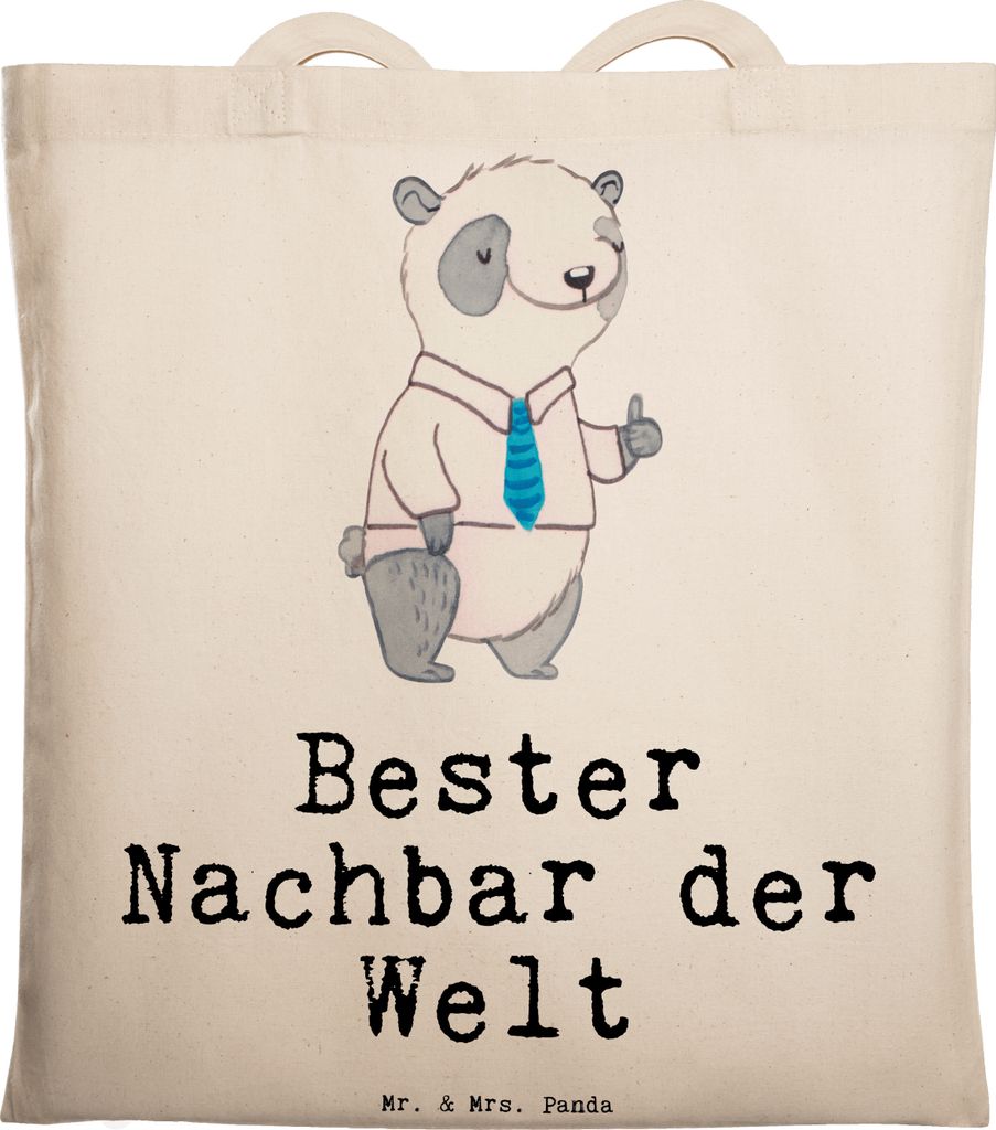 Mr. & Mrs. Panda Tote Bag Panda Bester Nachbar der Welt - Transparent - Geschenk, Tasche, Bewohner, Nachbarn, Geschenkidee, canvas, Einkaufstasche,...