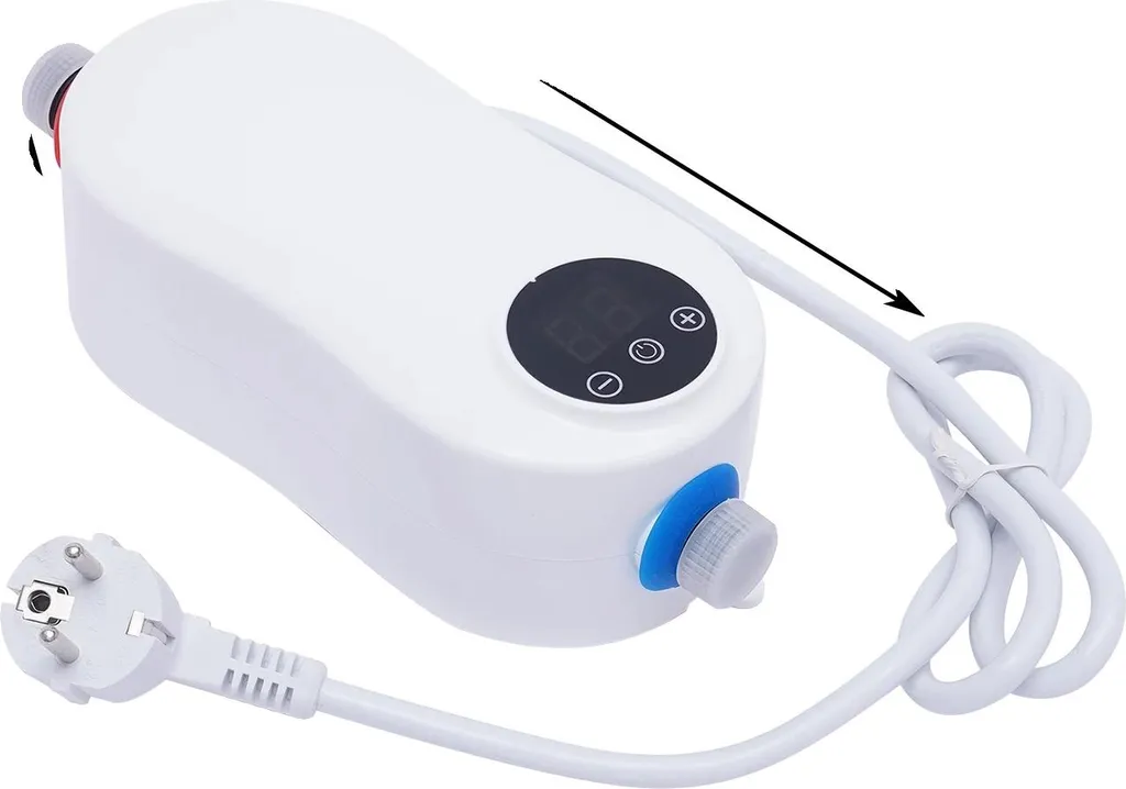 Mini Scaldabagno Elettrico Istantaneo Bianco con Display LED a Parete