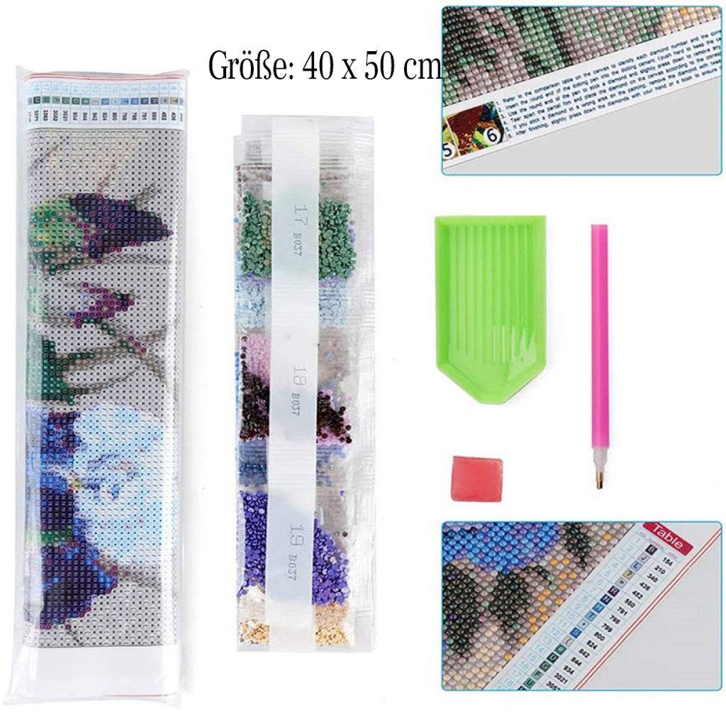 5D Diamant Painting – Pferde Am Fluss Im Winter, DIY Set, 40x50 Cm, Rundbohrer, Inkl. Werkzeug, Perfekt Als Geschenk Oder Deko