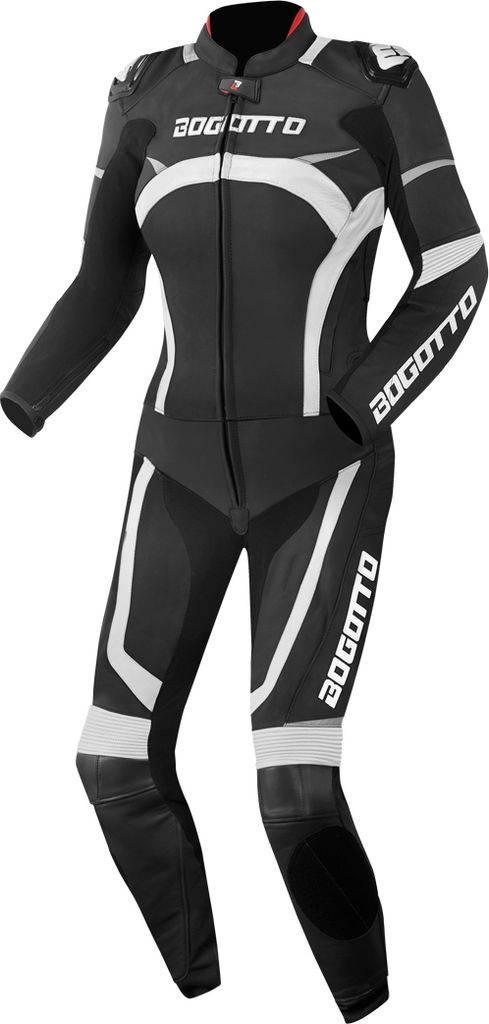 Bogotto Misano 2-Teiler Damen Motorrad Lederkombi, schwarz/weiß, 38