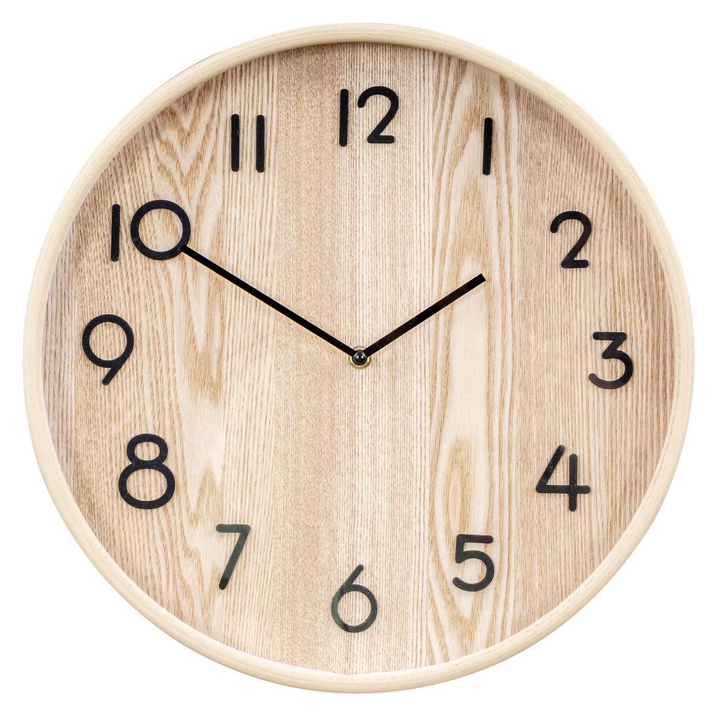 Wanduhr 38cm Rund Natur Schwarz MDF Holzuhr Wanddeko Design Uhr Wandobjekt Deko Bohostil Analog Küchenuhr