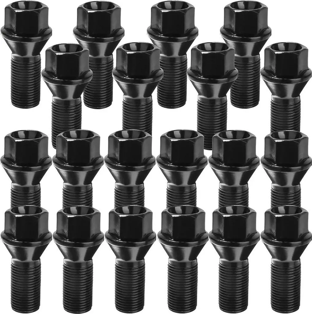 Boulons de roue M14x1,25 acier noir anticorrosion pour jantes alu