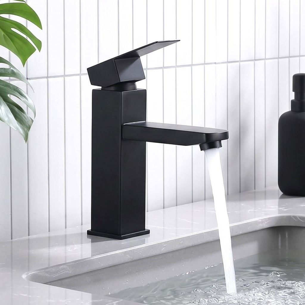Schwarz Wasserhahn Edelstahl ,Waschtischarmatur Design Produktbild 