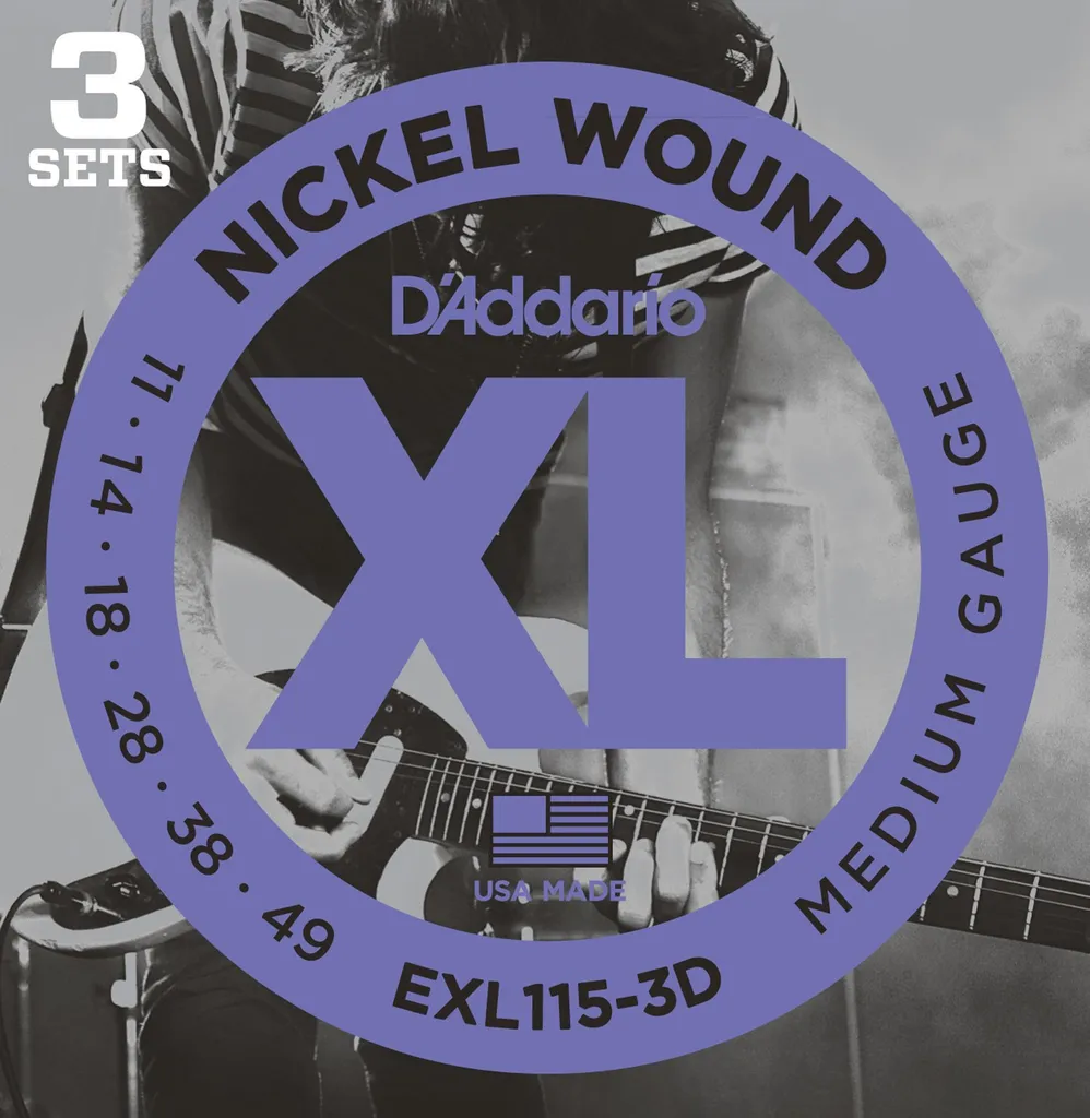 D'Addario EXL115-3D Finies les Cordes Cassées Pack 3 Jeux Guitare 11-49