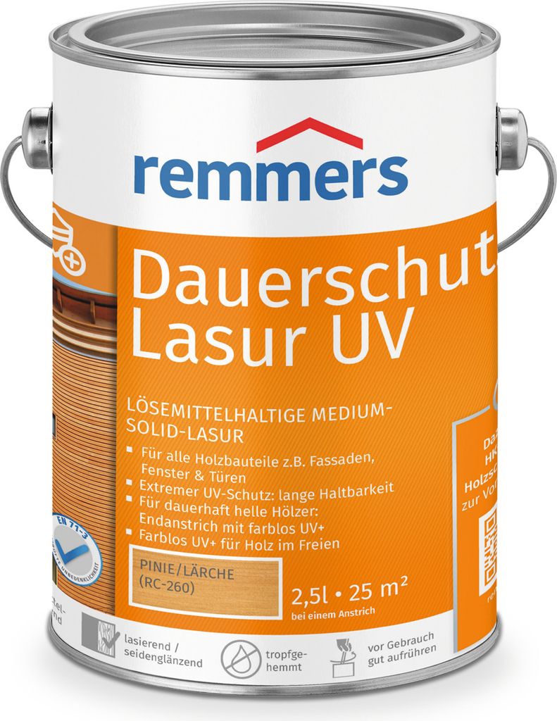 Remmers Dauerschutz-Lasur UV pinie/lärche (RC-260) 2,5 l, Produktbild 