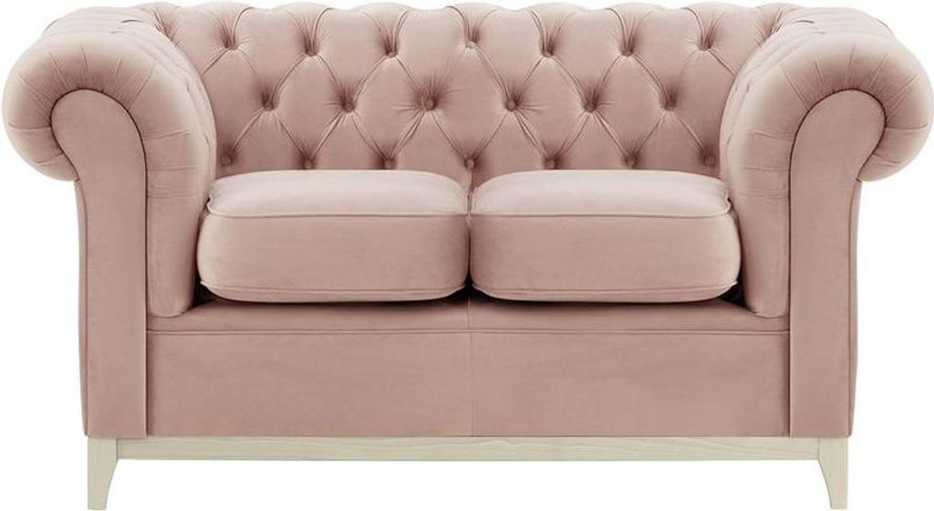 Zweisitzer-Sofa Chesterfield Wood-Velluto 14-white