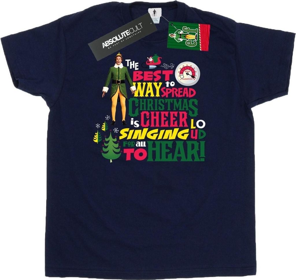 Elf - "Christmas Cheer" T-Shirt für Herren BI23685 (M) (Marineblau)