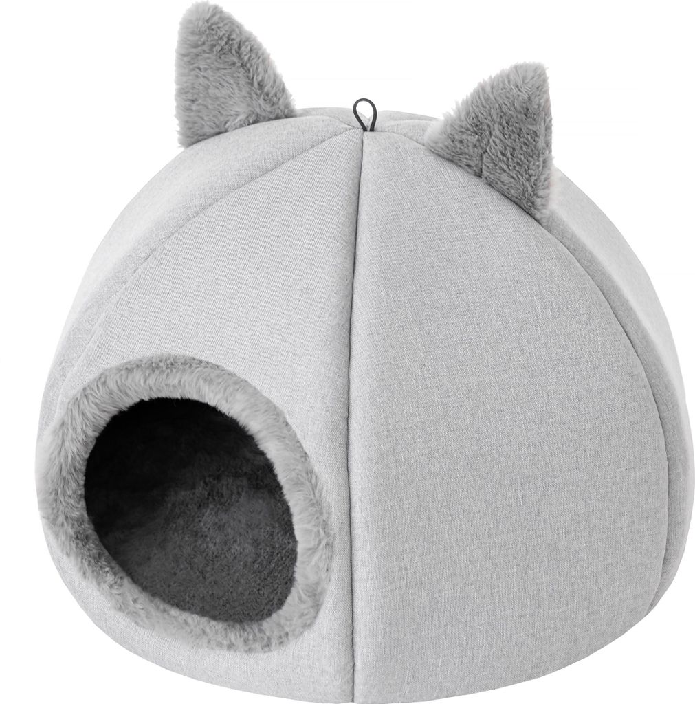 Katzenhöhle "Kitty Head" (45×45×33 cm) Katzenhaus, Katzenbox, Spielplatz, Haus für kleine Hunde, mit Ball an einem Gummiband | Doggy