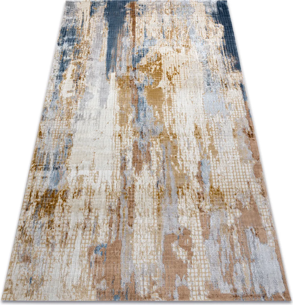 Tapis moderne 160x230 cm facile à nettoyer, design gris jaune ELITRA