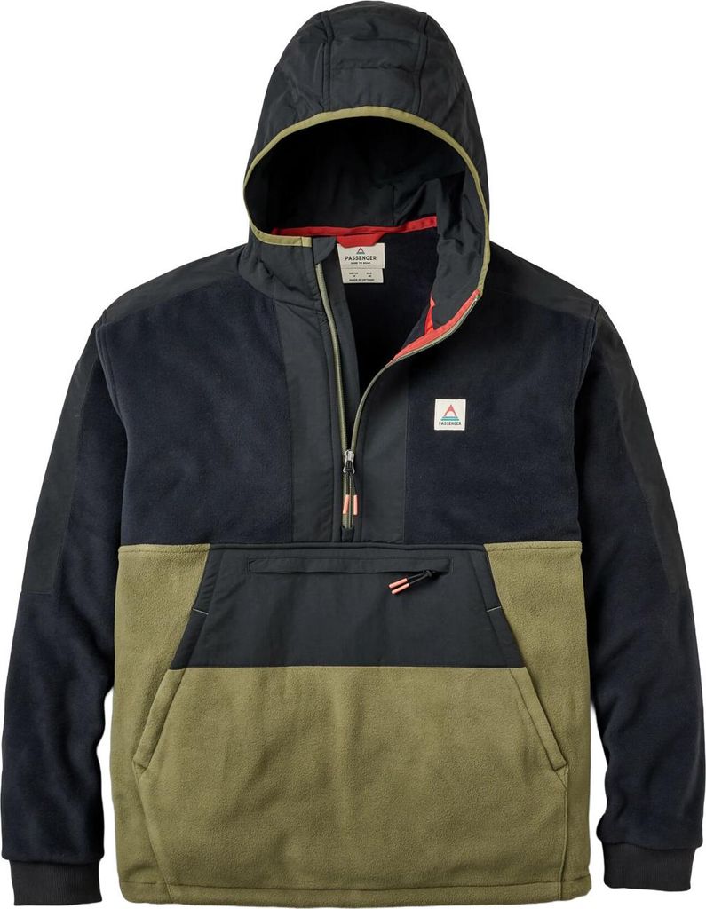 Passenger Herren Fleecepullover 1/2 Zip Woodland 2.0 Recycled Polar Fleece, Größe:L, Farben:black/khaki