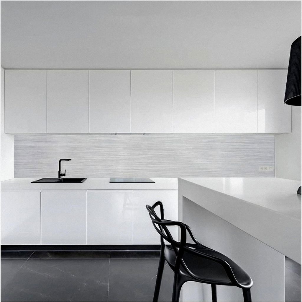 Küchenrückwand aus Aluminiumverbund, Spritzschutz für die Küche, 3mm dick, Silber-Gebürstet, Edelstahl-ähnlich, 40x280cm