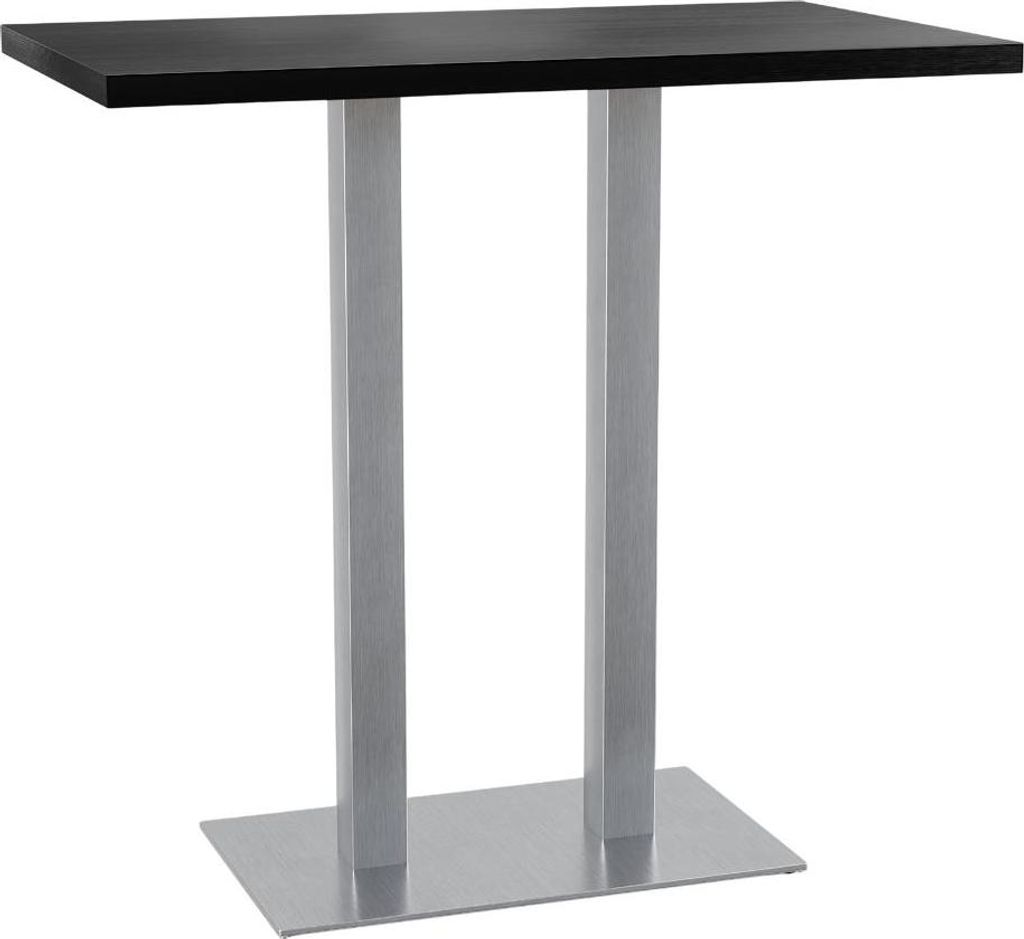 Gastro Stehtisch 140x80 cm | Dunkle Holzoptik | Edelstahl Gestell