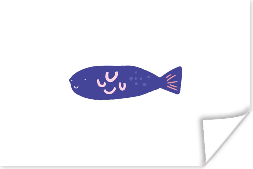 MuchoWow Poster Pastell - Fisch - Lila 90x60 cm - Schlafzimmer