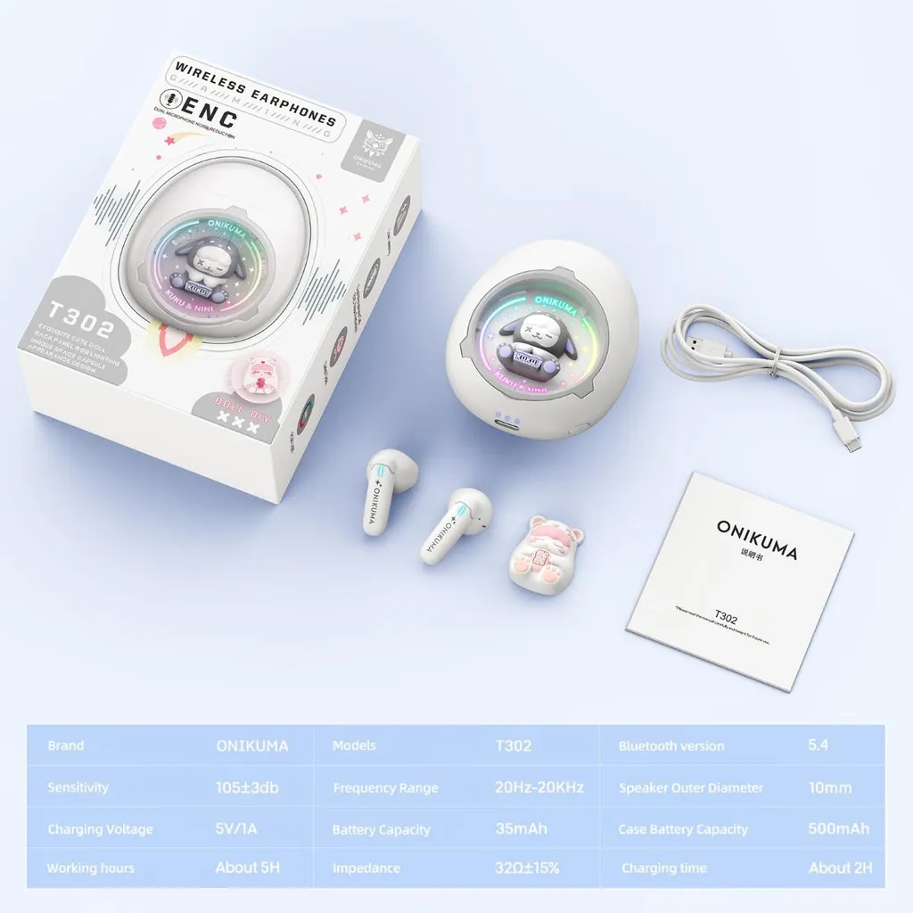 Écouteurs TWS Bluetooth 5.3 INF en ABS Blanc avec Charge Rapide Type-C - 6