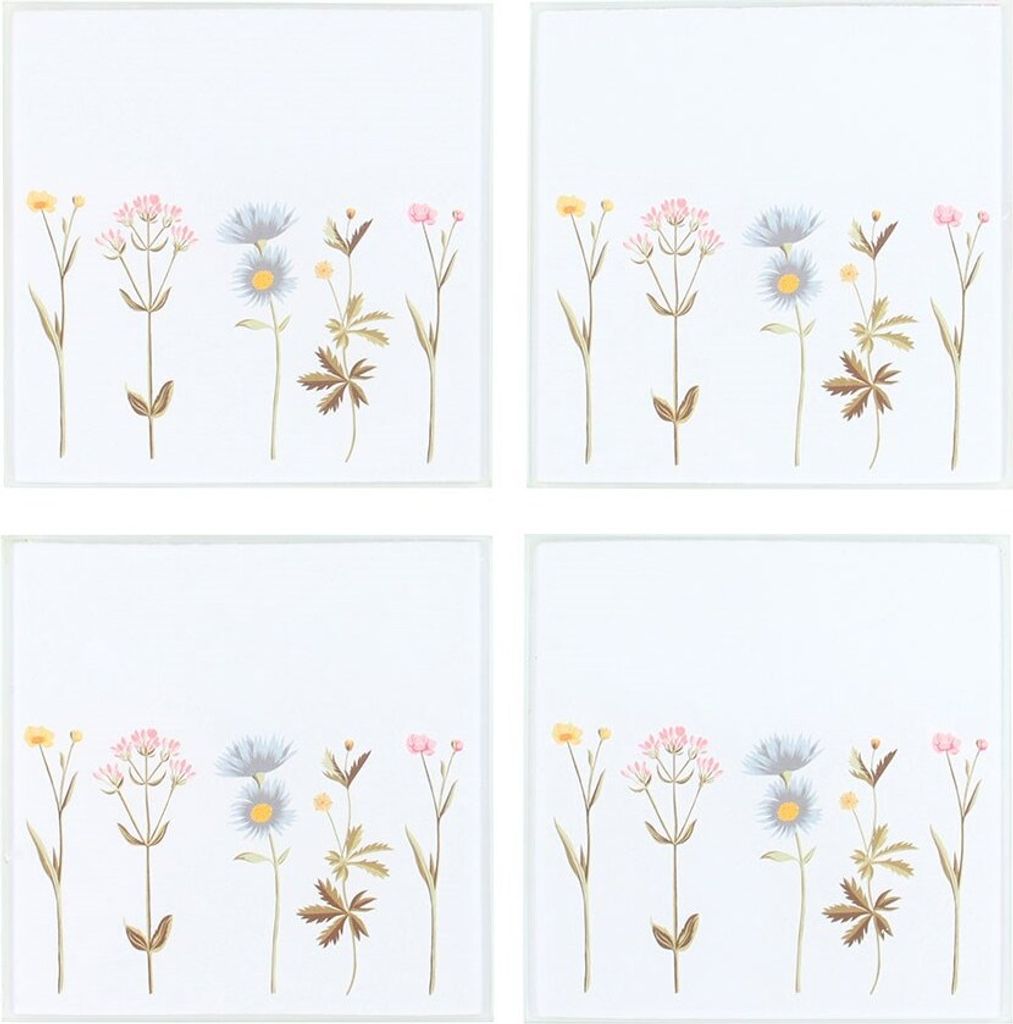 Something Different - Floral - Untersetzer, Glas 4er-Pack SD6611 (Einheitsgröße) (Weiß/Grün)